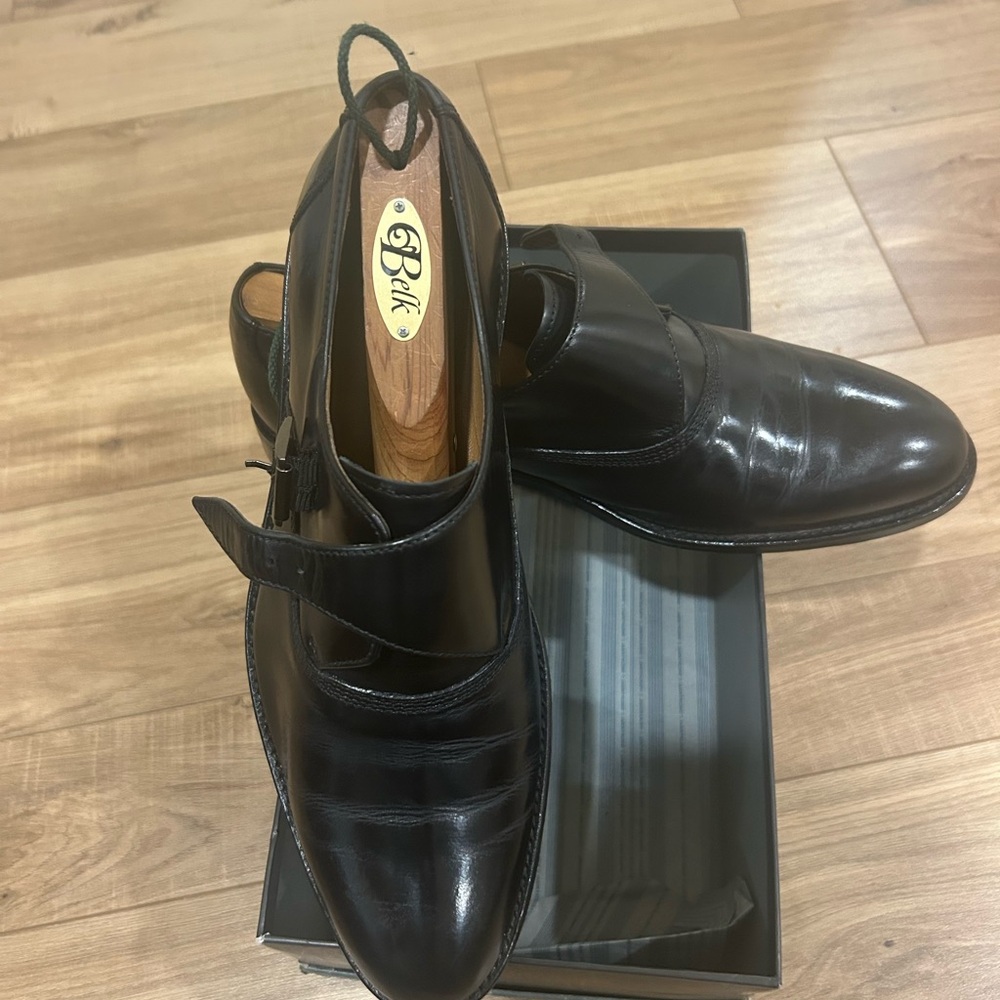 Johnston & Murphy Black Leather Monk Strap Dress … - image 1